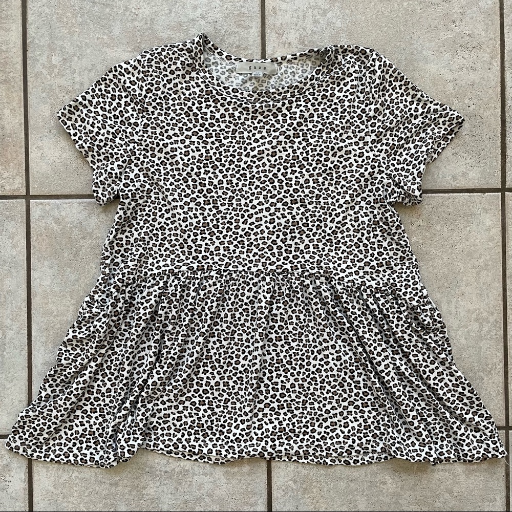 Leopard Print Peplum Top - Size XS